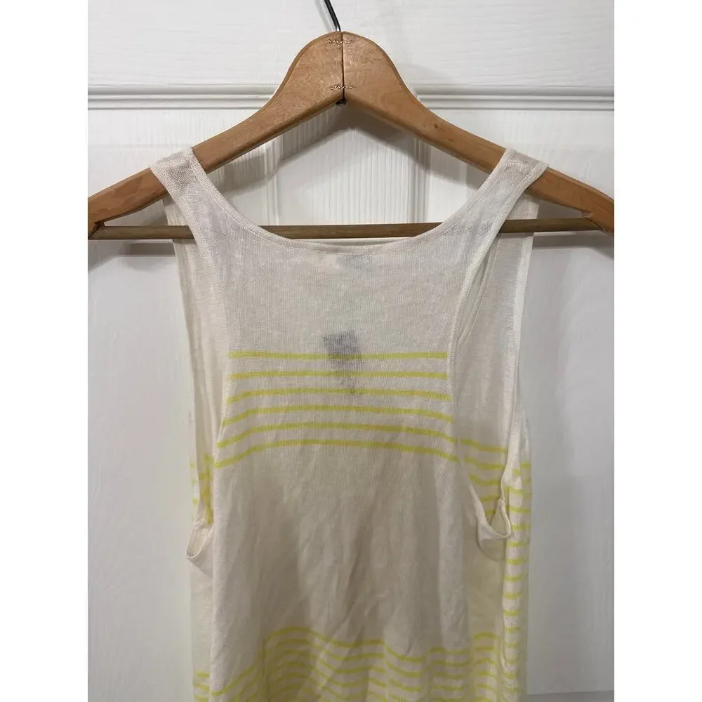 NWT Bela NYC Linen Blend Yellow & White Striped Tank, 3 (XS)